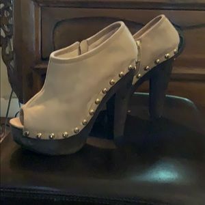 Authentic Jimmy Choo suede peep toe booties